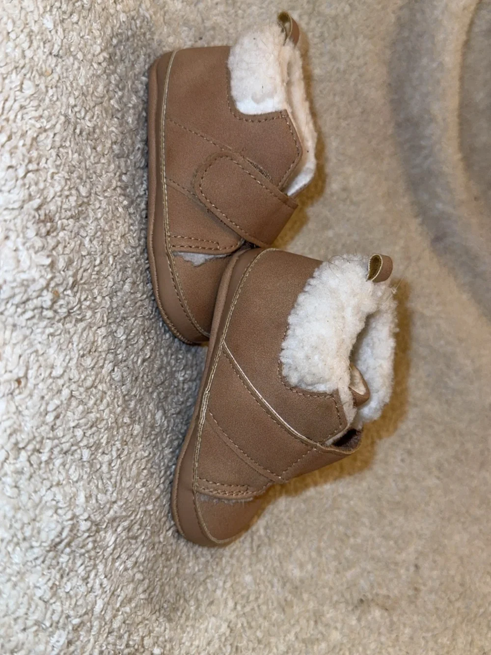 Carter's Tan Faux-Shearling Hook-and-Loop Baby Shoes